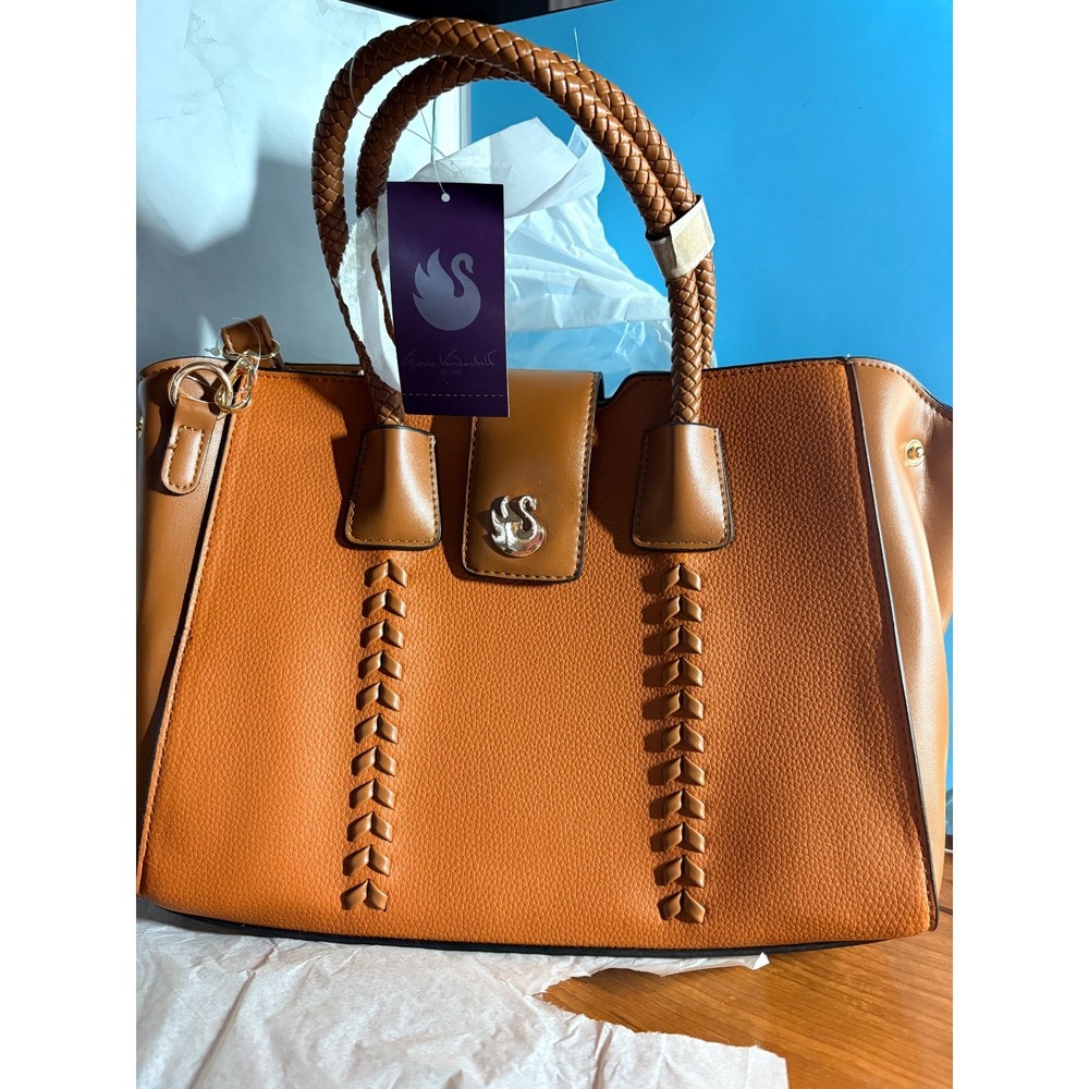 NWT Gloria Vanderbuilt Handbag, Cognac G8689